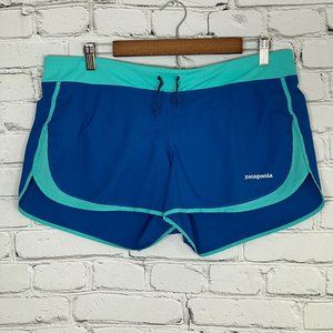 Patagonia Strider Running Shorts Womens Size L‎ Blue Teal Drawstring Liner 2.5"